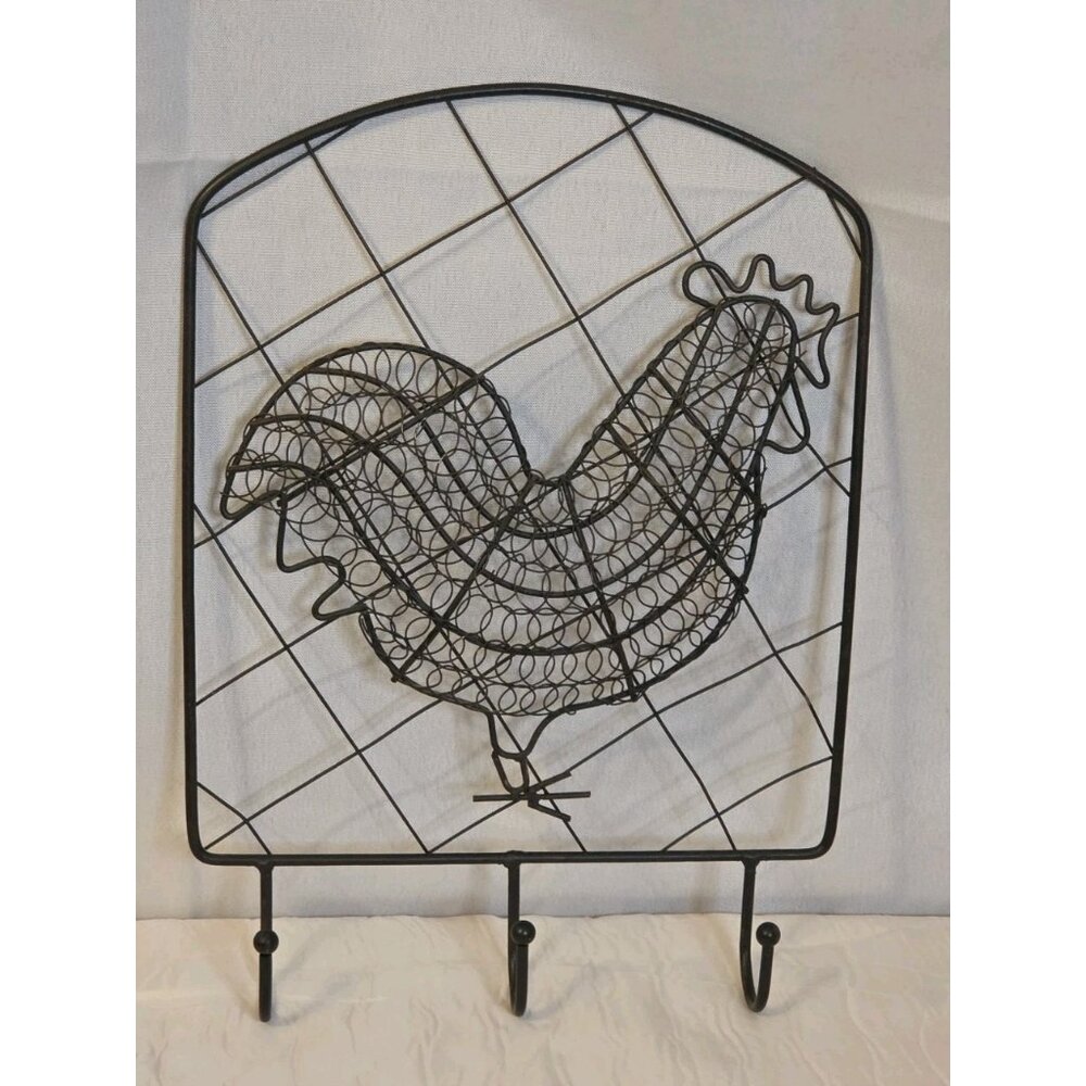 Turkey Wire Wall Hanger with 3 Hooks 14" x 10"